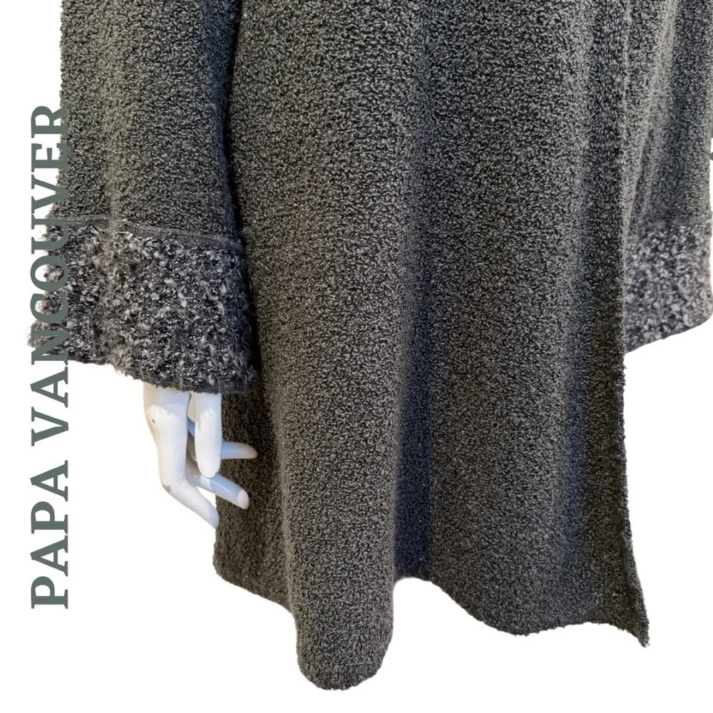 Papa Vancouver Asymmetrical Toggle Closure Boucle Knit Sweater Textured Charcoal - Picture 5 of 9
